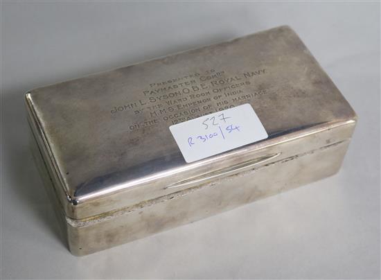 A George V silver cigarette box with 1920s military related presentation inscription.